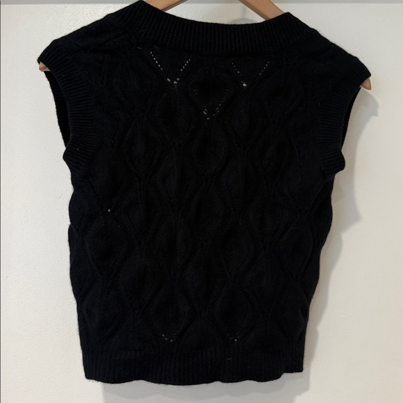 Autumn Cashmere Black Cable Knit Cropped Sweater Vest Sz XS - Picture 4 of 4
